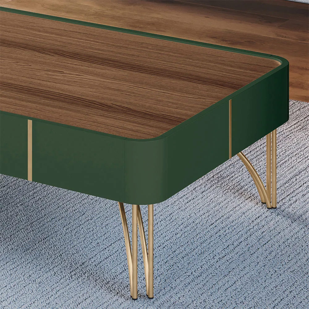 Conjunto 1 Cristaleira 1 Buffet 1 Aparador e 1 Mesa de Centro Évora/Saluti/Cadenza/Vivant Verde/Castanho G26 - HB Móveis