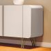 Conjunto 1 Cristaleira 1 Buffet 1 Mesa de Centro e 1 Aparador Évora/Saluti/Cadenza/Vivant Off White/Castanho G26 - HB Móveis