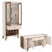 Conjunto Cristaleira Adega MDP/MDF e Buffet Balcão Ópera/Melodia Off White/Castanho G26 - HB Móveis