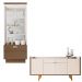Conjunto Decorativo Cristaleira e Buffet Aparador Aura/Melodia Off White/Castanho G26 - HB Móveis