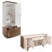 Conjunto Decorativo Cristaleira e Buffet Aparador Aura/Melodia Off White/Castanho G26 - HB Móveis
