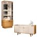 Conjunto Decorativo Cristaleira e Buffet Aparador Aura/Melodia Off White/Cinamomo G26 - HB Móveis