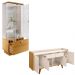 Conjunto Decorativo Cristaleira e Buffet Aparador Aura/Melodia Off White/Cinamomo G26 - HB Móveis
