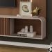 Conjunto Home Suspenso c/LED e Mesa de Centro Empire/Cadenza MDF/MDP Off White/Castanho G26 - HB Móveis