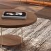 Conjunto Mesa Centro Sky Tampo MDF e Aparador Inifnity com Pés em Aço Castanho G26 - Hb Móveis