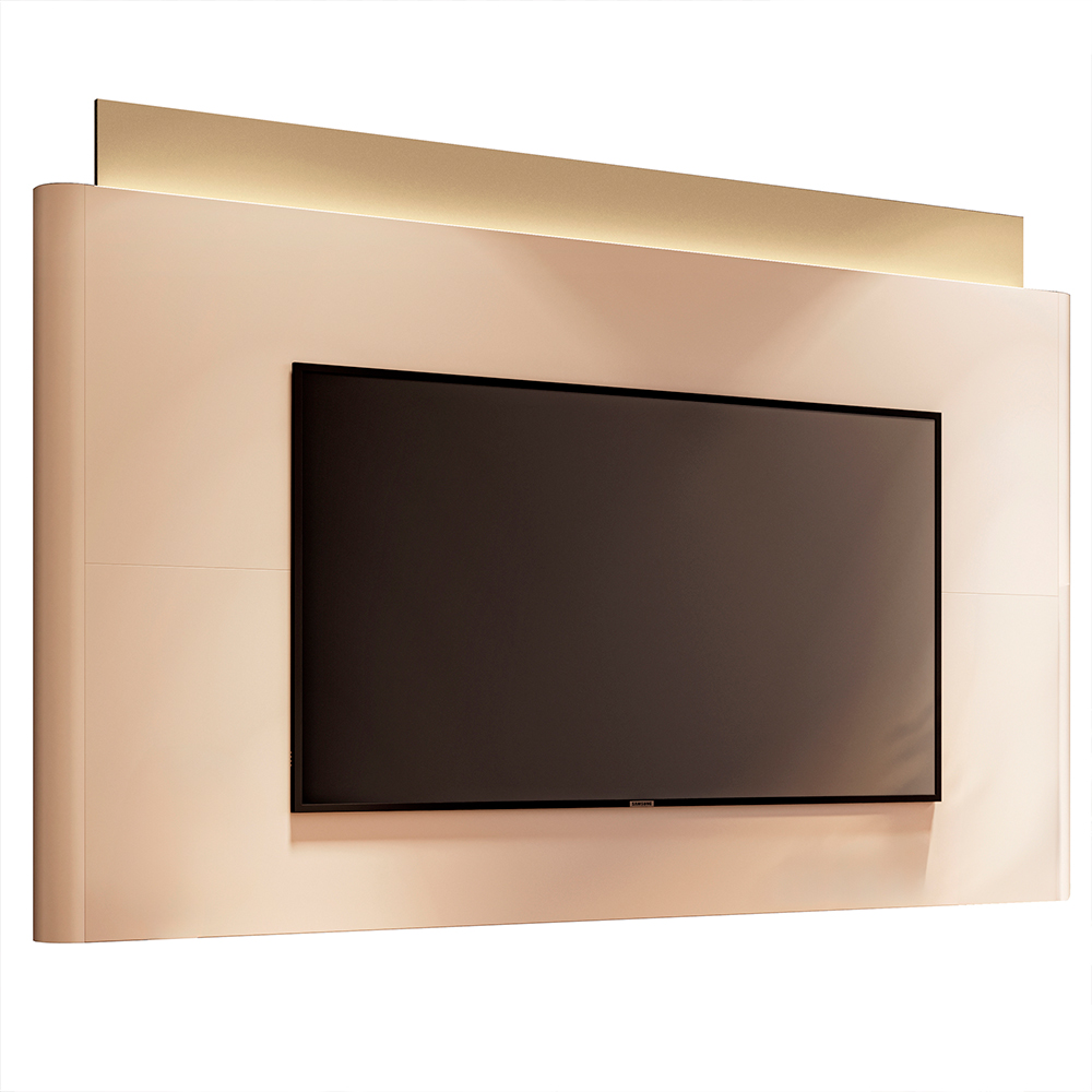 Conjunto Painel Nobre c/LED e Bancada Ária TV até 85 Polegadas Off White/Champagne G26 - HB Móveis