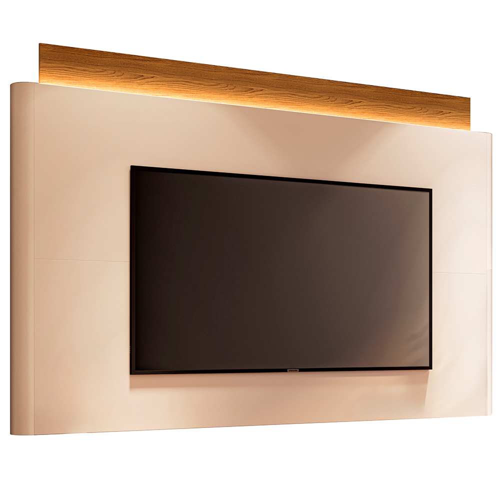 Conjunto Painel c/LED Nobre e Bancada Ária TV até 85 Polegadas Off White/Cinamomo G26 - HB Móveis