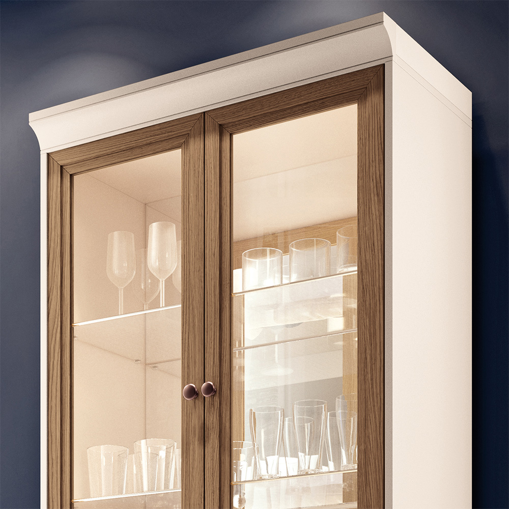 Cristaleira Bar e Adega Ópera Decorativa Sala de Estar MDP/MDF Off White/Castanho G26 - HB Móveis