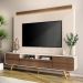 Estante Painel de TV 85 Pol 220cm Nobre Castanho/Off White - HB Móveis