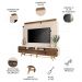 Estante Painel de TV 85 Pol 220cm Nobre Castanho/Off White - HB Móveis