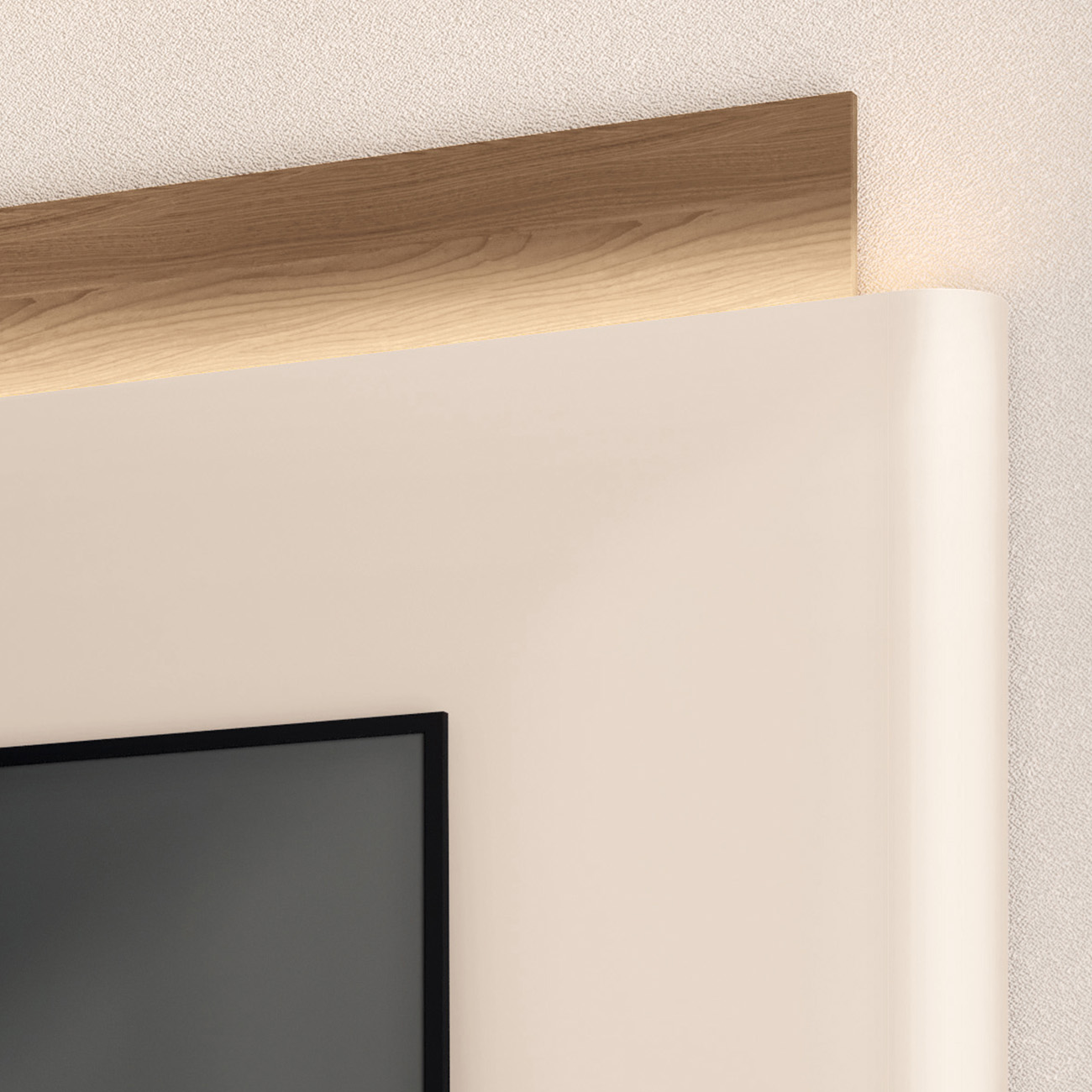 Estante Painel de TV 85 Pol 220cm Nobre Castanho/Off White - HB Móveis