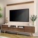 Estante Painel de TV 85 Pol 220cm Nobre Castanho/Off White - HB Móveis