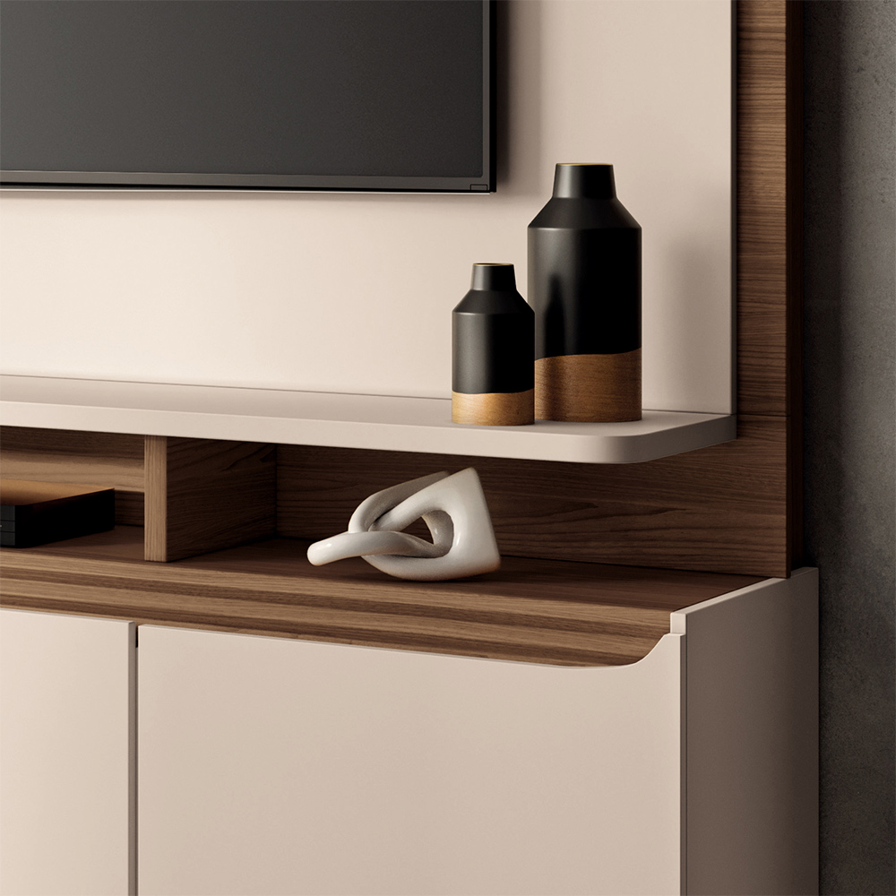 Home Estante Quantum 2 Portas em MDP/MDF para TV até 70 Polegadas Off White/Castanho G26 - Hb Móveis