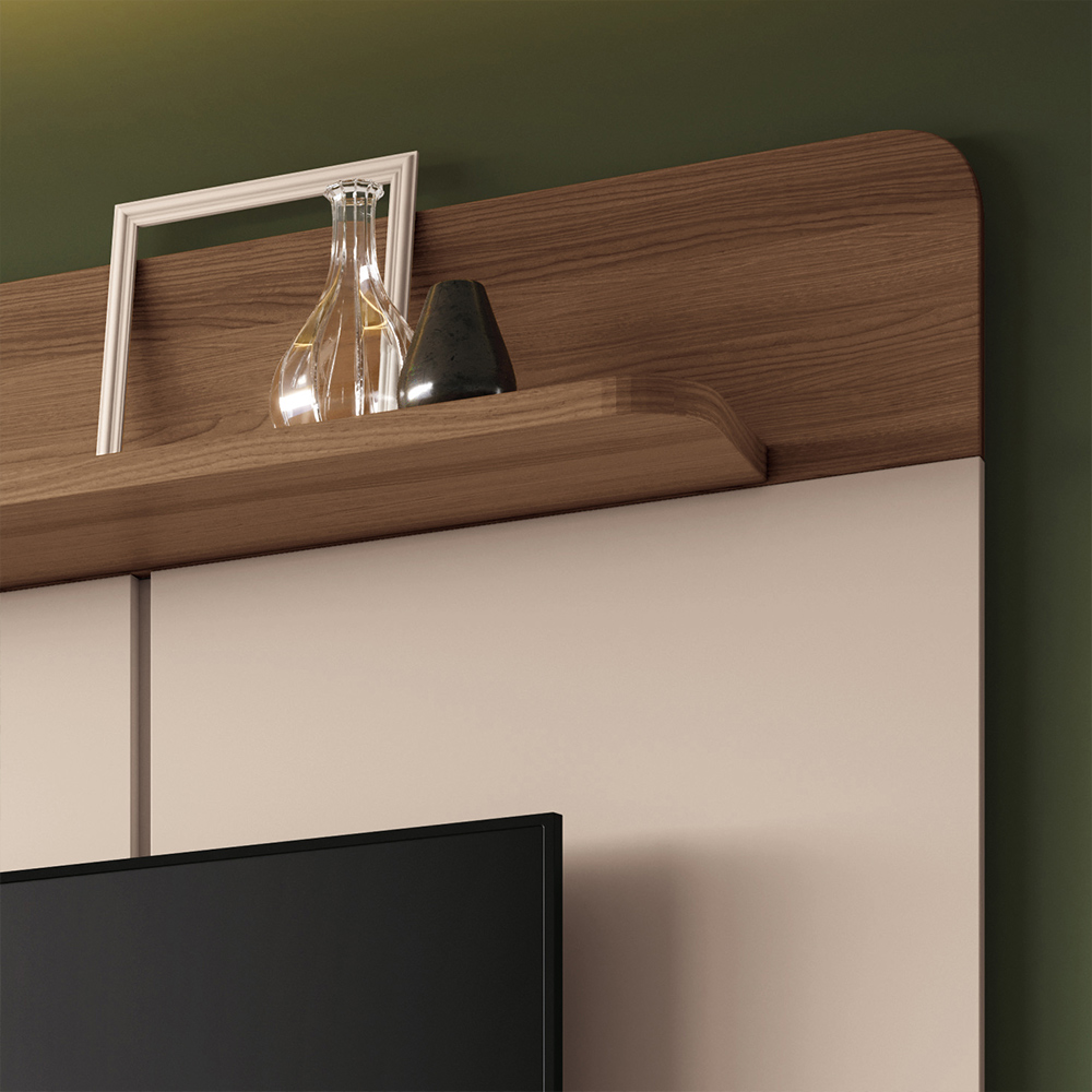 Home Painel Galax Suspenso para TV até 70 Polegadas com Off White/Castanho G26 - Hb Móveis