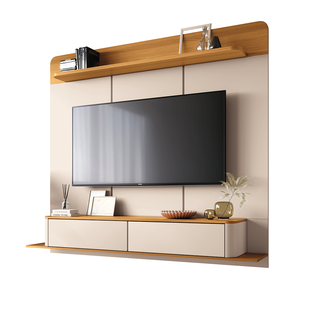 Home Painel Galax Suspenso para TV até 70 Polegadas com Off White/Cinamomo G26 - Hb Móveis
