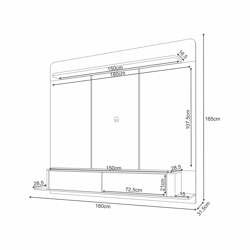 Home Painel Galax Suspenso para TV até 70 Polegadas com Off White/Cinamomo G26 - Hb Móveis