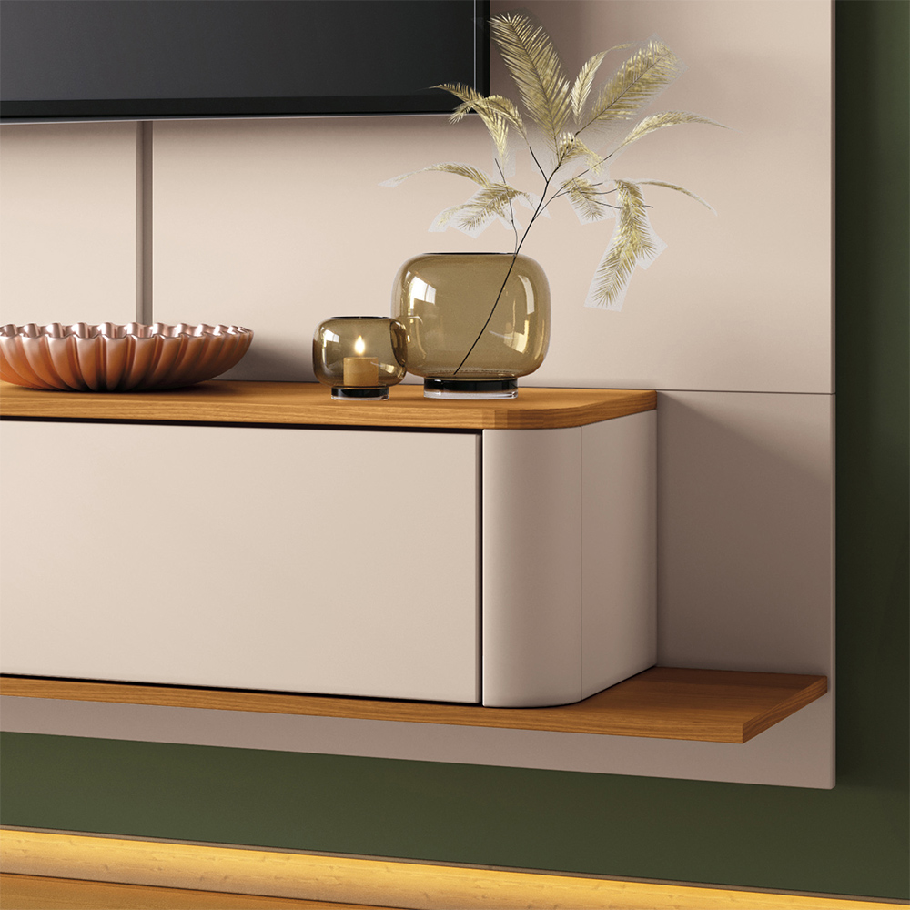 Home Painel Galax Suspenso para TV até 70 Polegadas com Off White/Cinamomo G26 - Hb Móveis