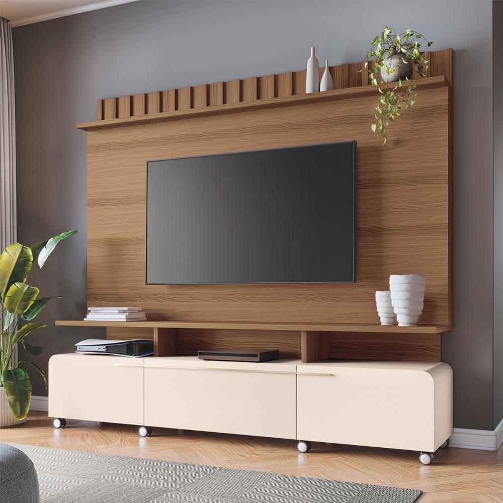 Home Painel Theater Artis Sala TV até 70 Polegadas Castanho/Off White