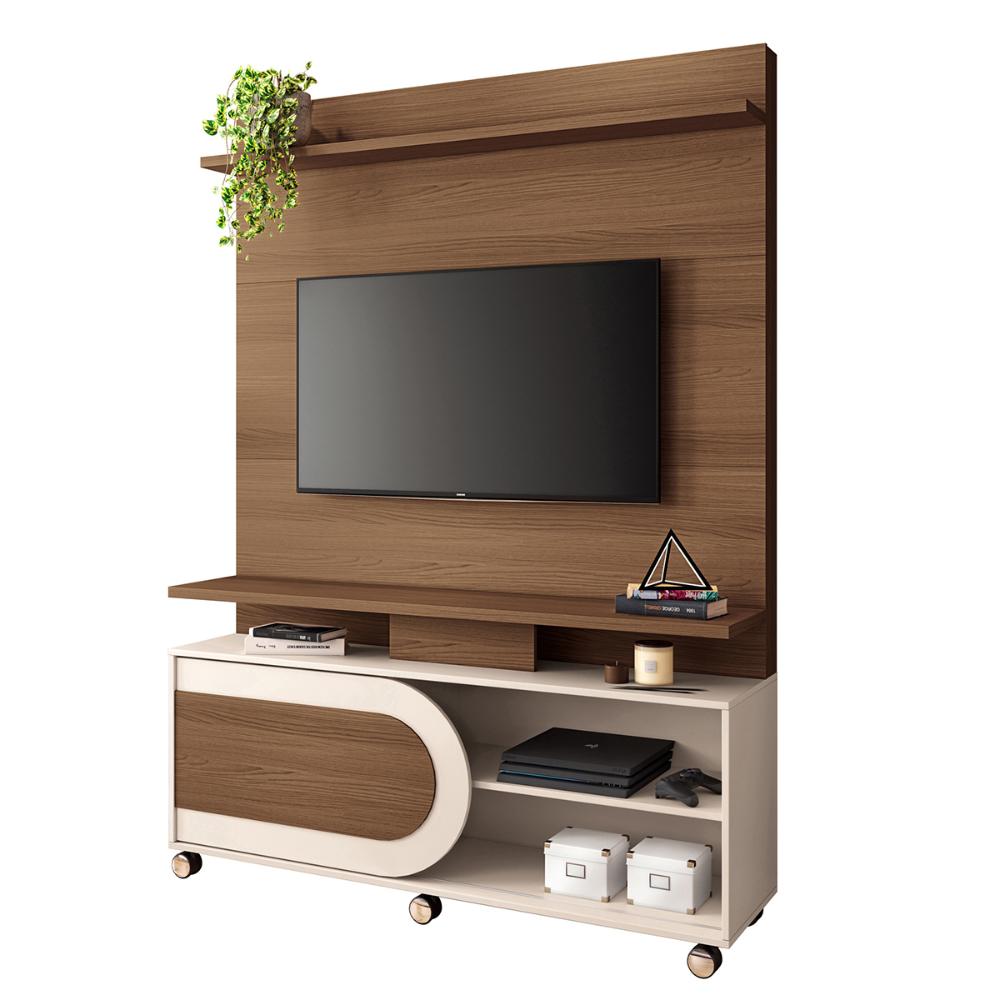 Home Painel Theater Orbis Sala TV até 55" Polegadas Castanho/Off White