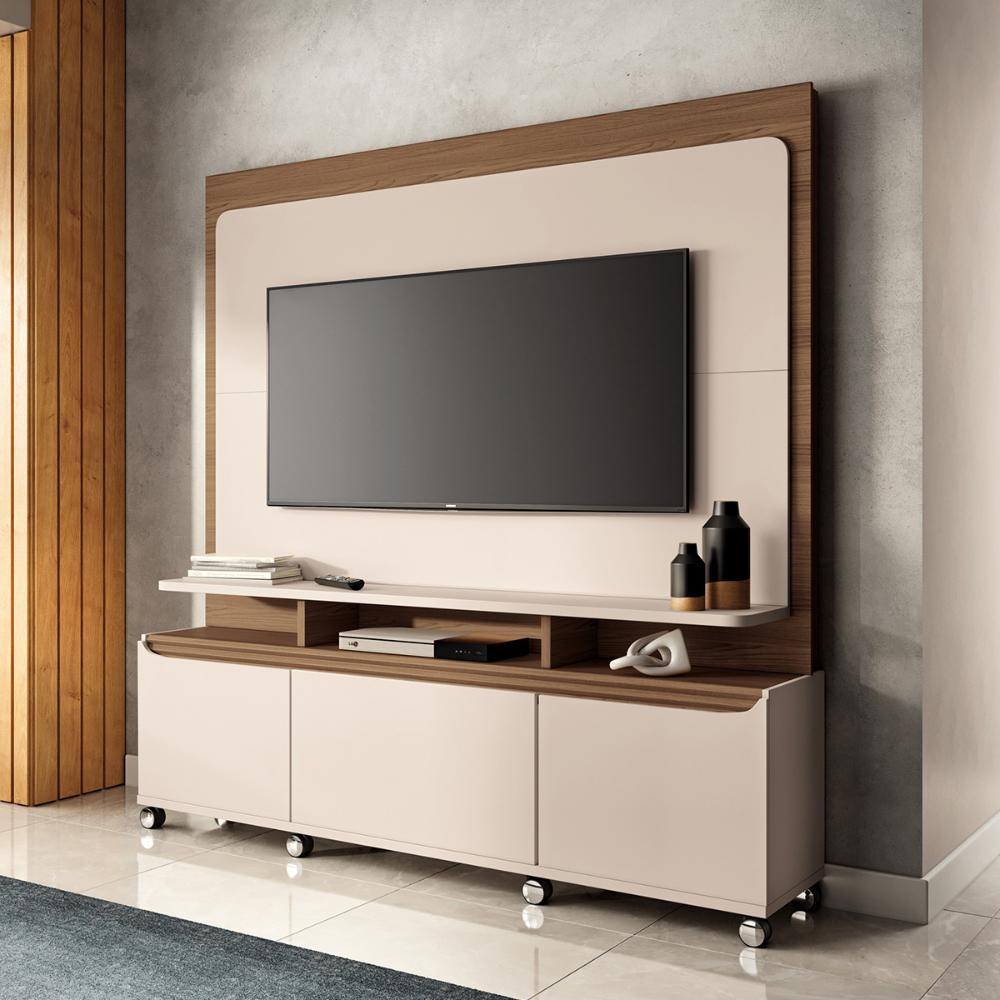 Home Painel Theater Quantum Sala TV até 70 Polegadas Off White/Castanho