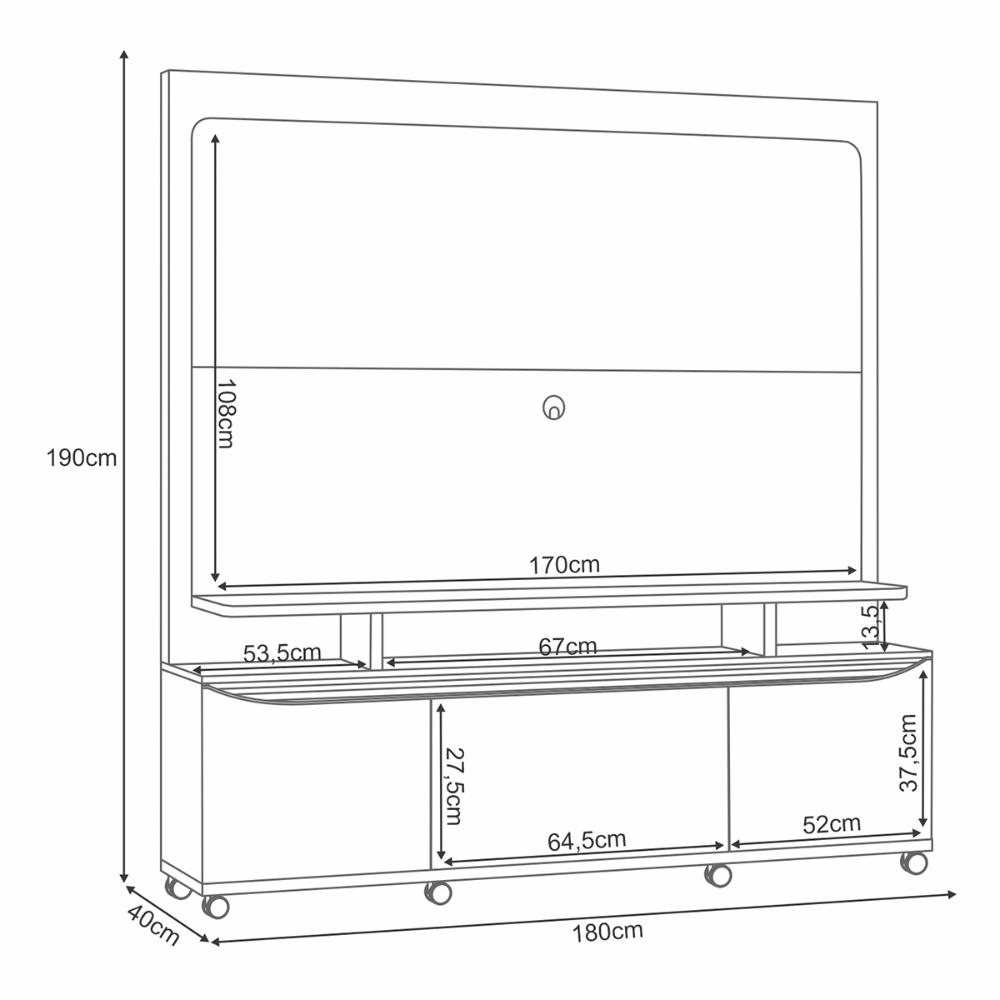 Home Painel Theater Quantum Sala TV até 70 Polegadas Off White/Castanho