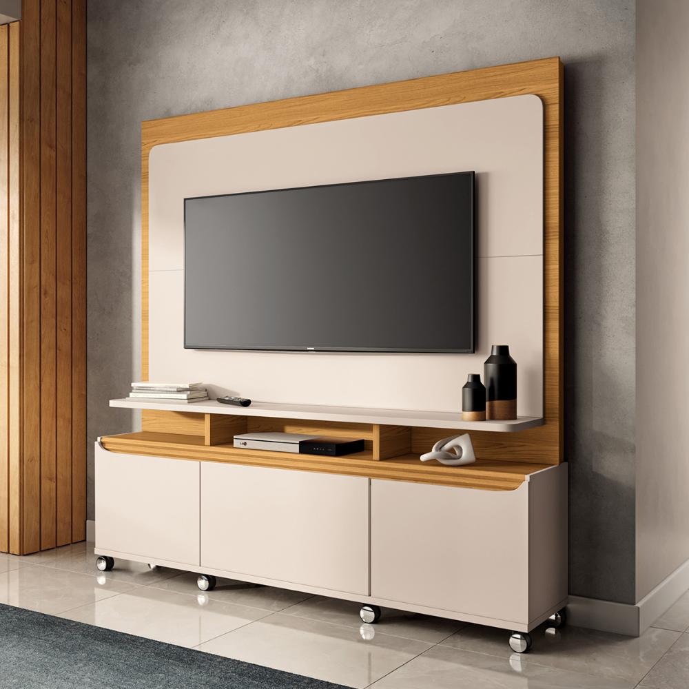 Home Painel Theater Quantum Sala TV até 70 Polegadas Off White/Cinamomo