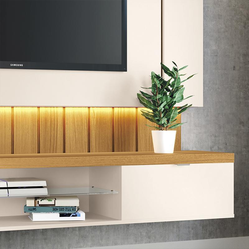 Home Suspenso Illusion 1.8 Off White/Cinamomo para TV até 55” - HB Móveis
