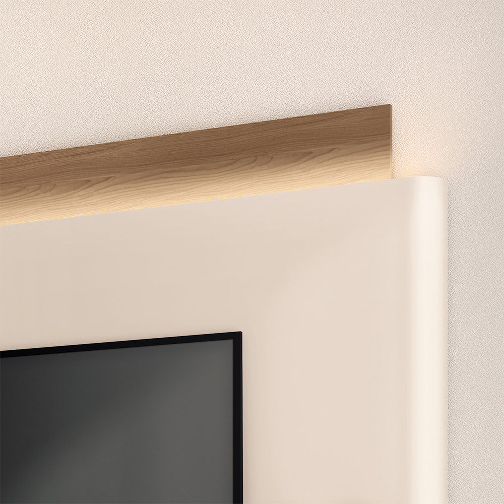 Home Theater Nobre TV até 85 Polegadas com LED Off White/Castanho G26 - Hb Móveis