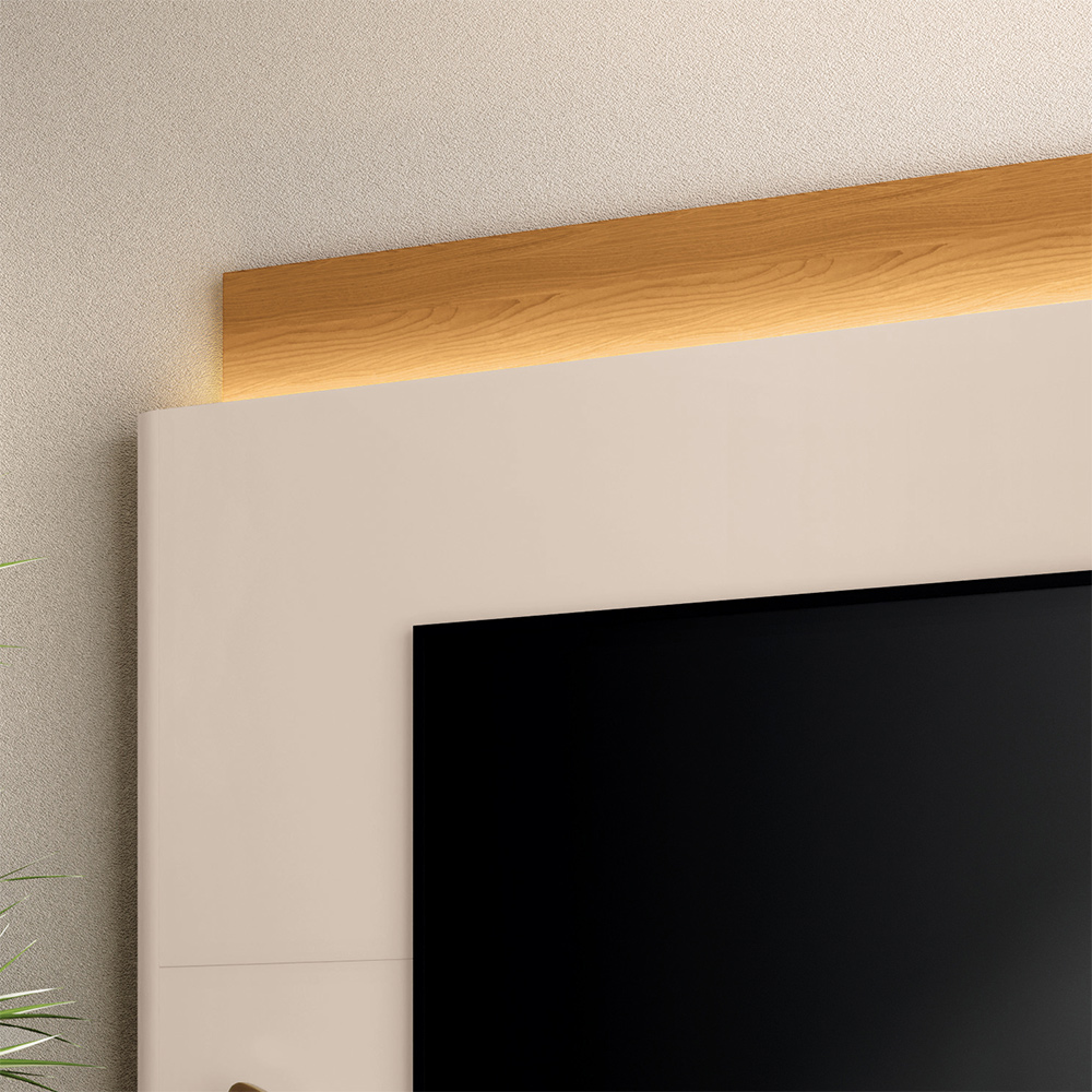 Home Theater Nobre TV até 85 Polegadas com LED Off White/Cinamomo G26 - Hb Móveis