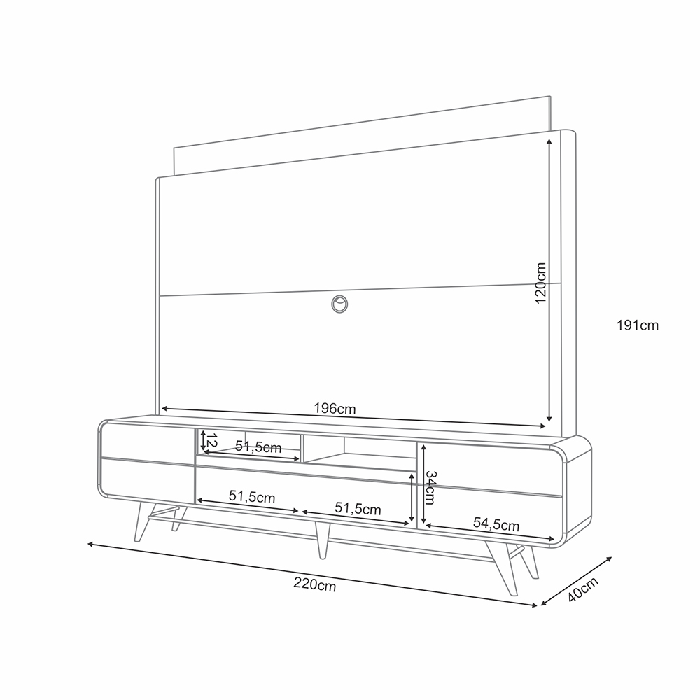 Home Theater Nobre com LED TV até 85 Polegadas em Off White/Castanho G26 - Hb Móveis