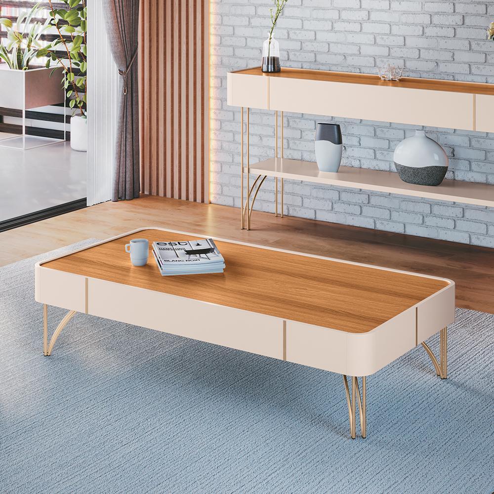 Mesa de Centro Cadenza Off White/Cinamomo - HB Móveis