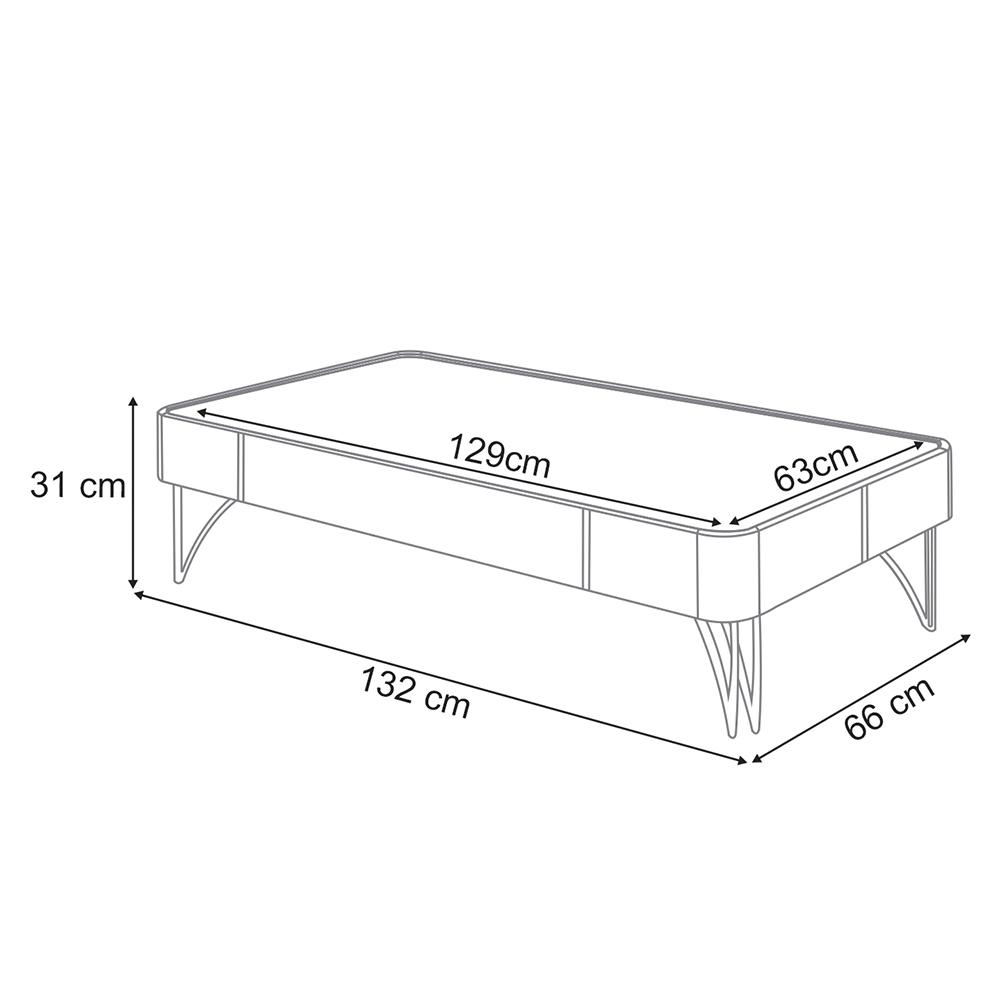 Mesa de Centro Cadenza com Pés em Aço Off White/Castanho