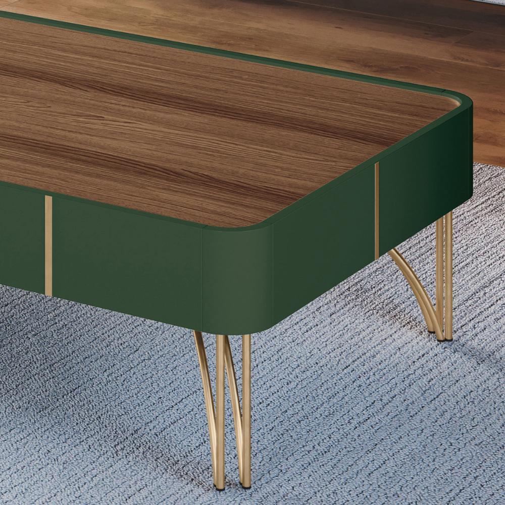 Mesa de Centro Cadenza com Pés em Aço Verde Pistache/Castanho