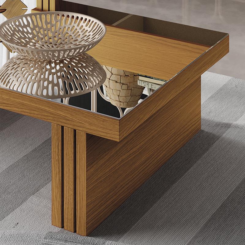 Mesa de Centro Luna com Espelho Cinamomo/Off White - HB Móveis