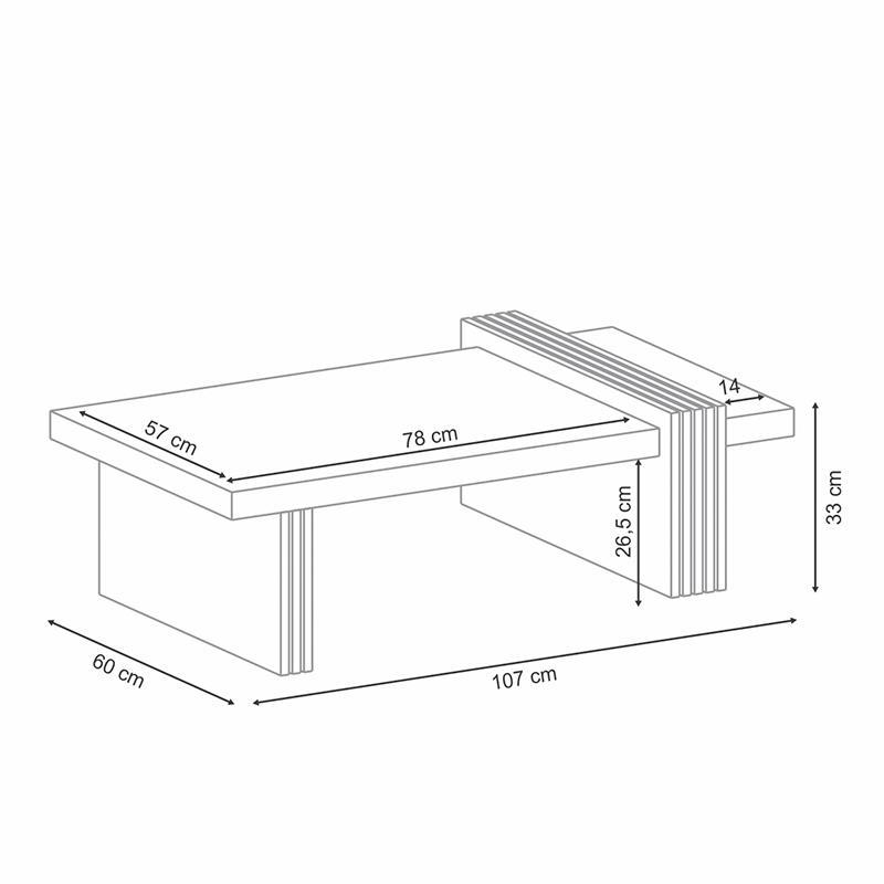 Mesa de Centro Luna com Espelho Cinamomo/Off White - HB Móveis