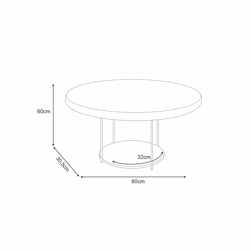 Mesa de Centro Sky Sala de Estar com Tampo MDF Pés em Aço Castanho G26 - Hb Móveis
