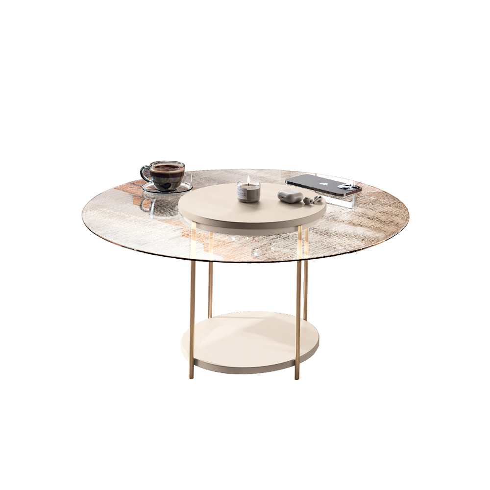 Mesa de Centro Sky Sala de Estar com Tampo em Vidro Pés em Aço Off White G26 - Hb Móveis