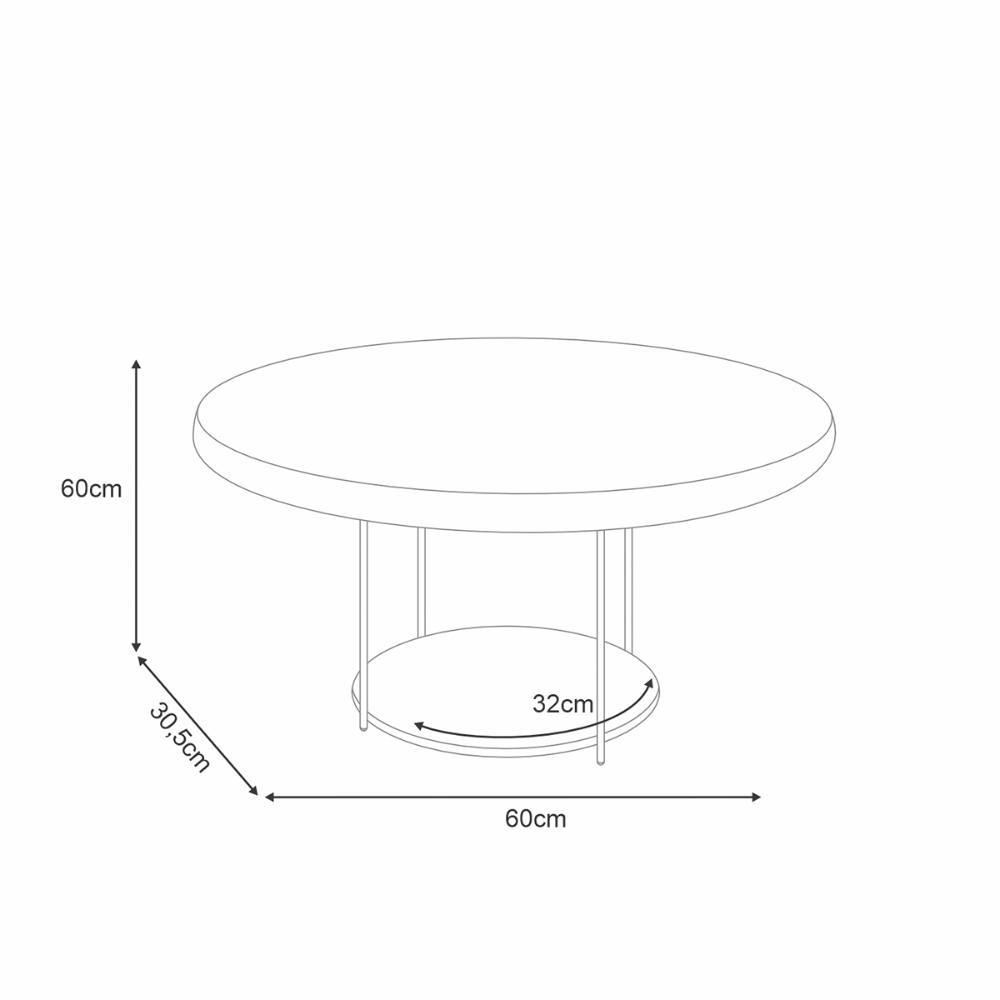 Mesa de Centro Sky com Pés em Aço e Tampo de MDF Cinamomo