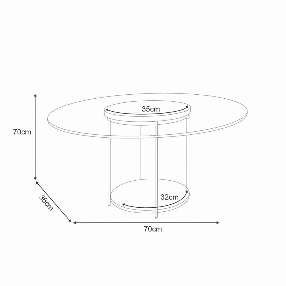 Mesa de Centro Sky com Pés em Aço e Tampo de Vidro Castanho