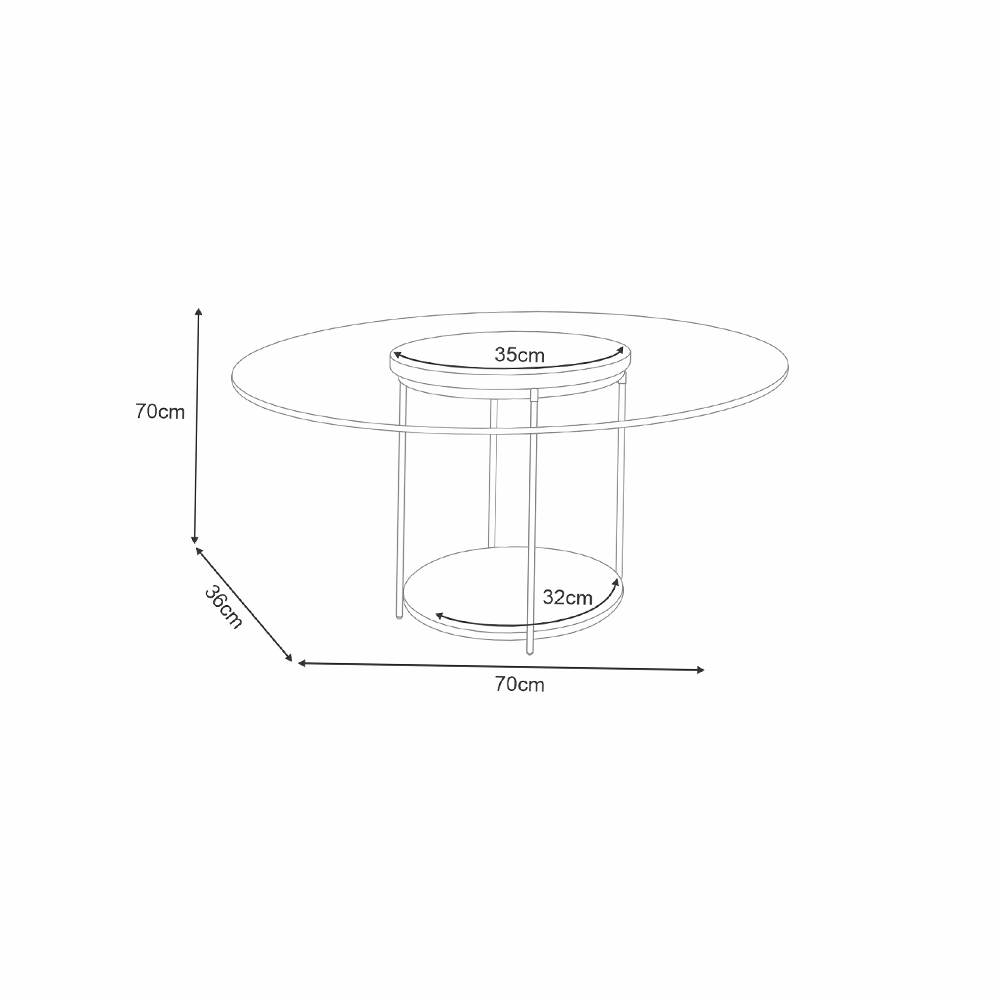 Mesa de Centro Sky para Sala de Estar com Tampo em Vidro e Pés em Aço Castanho G26 - Hb Móveis