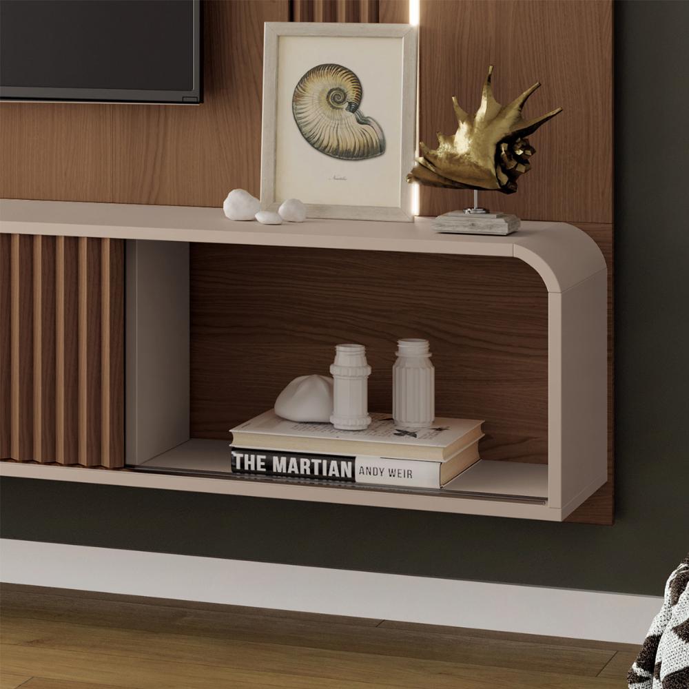 Painel Home Suspenso Empire TV até 85" Polegadas Castanho/Off White
