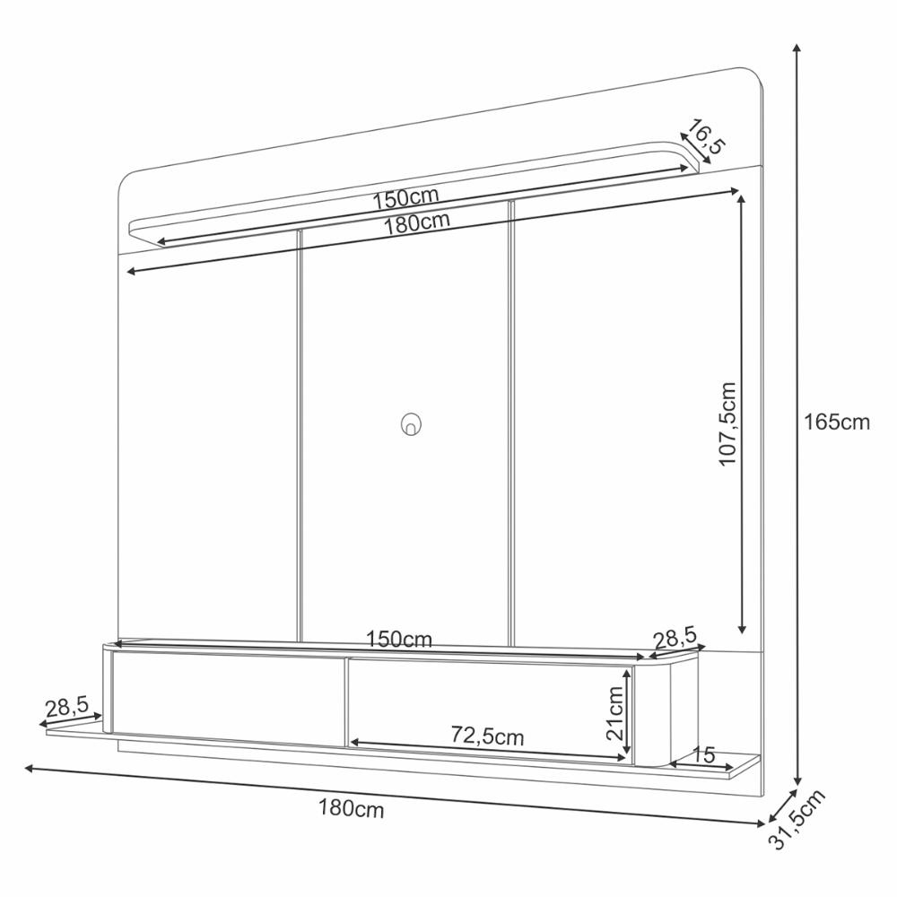 Painel Home Suspenso Galax TV até 70" Polegadas Off White/Campanhe