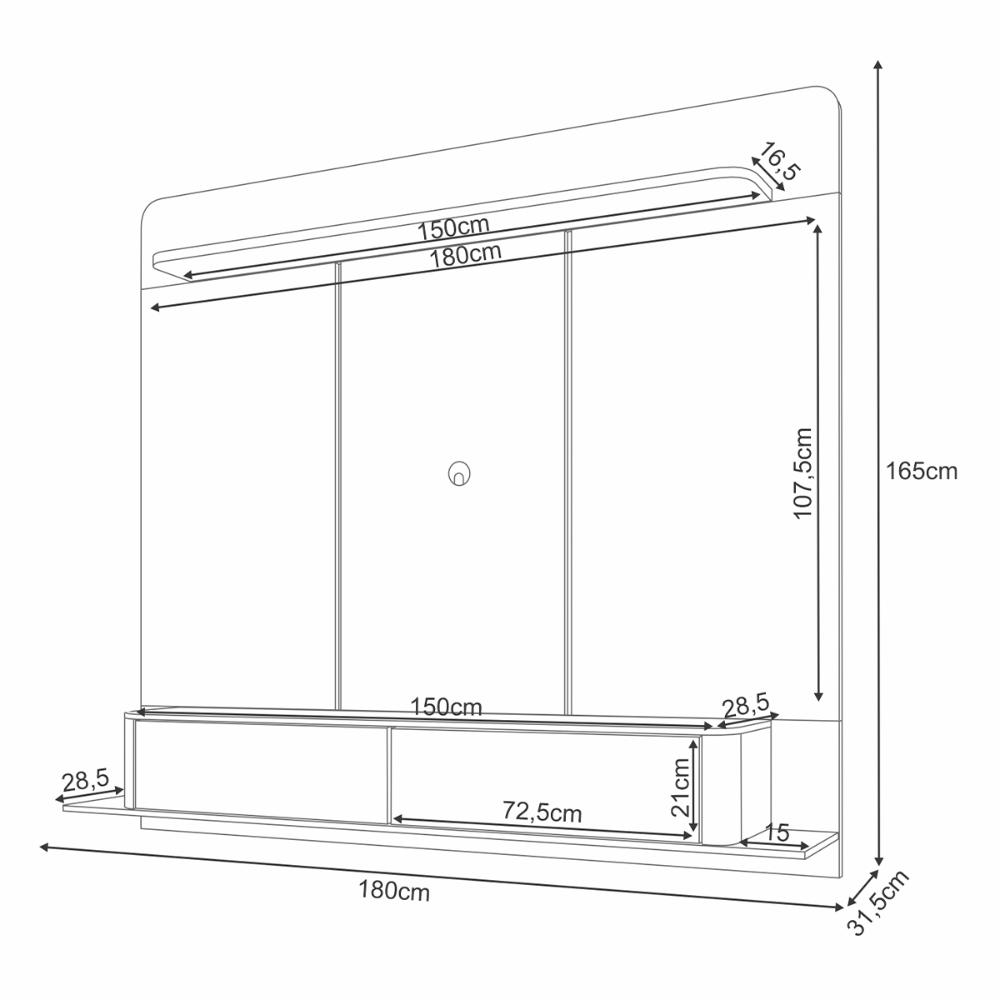 Painel Home Suspenso Galax TV até 70" Polegadas Off White/Castanho