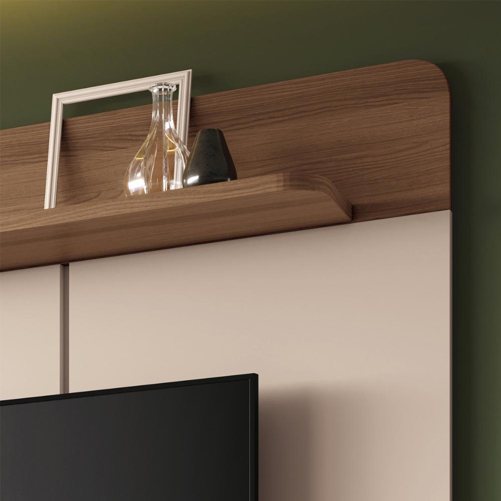 Painel Home Suspenso Galax TV até 70" Polegadas Off White/Castanho