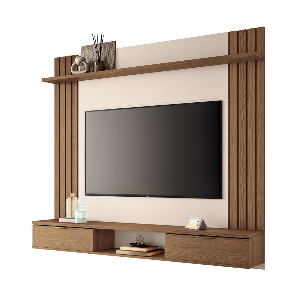 Painel Home Suspenso Solus TV até 70" Polegadas Castanho/Off White
