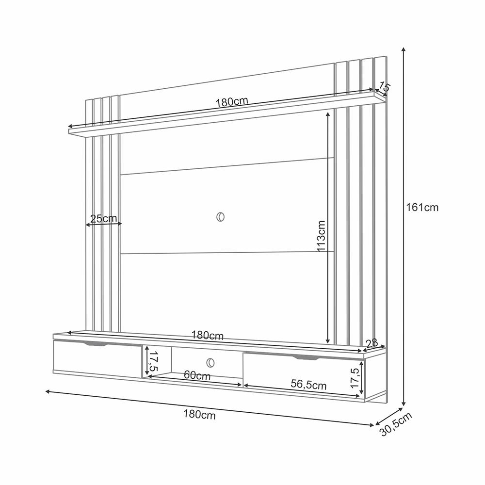 Painel Home Suspenso Solus TV até 70" Polegadas Castanho/Off White