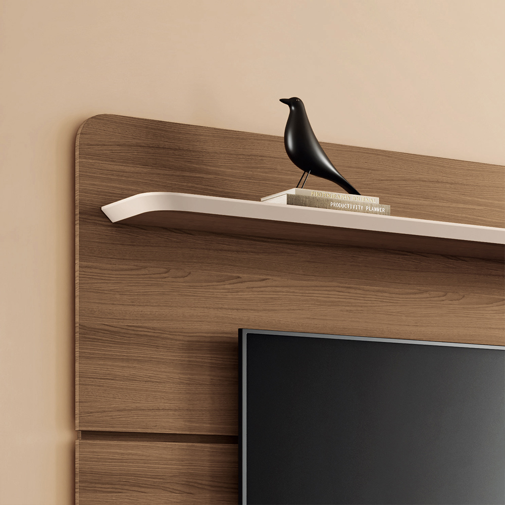 Painel Suspenso Curv 1.8 TV até 70 Polegadas Sala Estar Castanho/OffWhite G26 - Hb Móveis