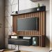 Painel Suspenso Decorativo Self Ripado para TV até 55 Polegadas Castanho/Preto G26 - HB Móveis