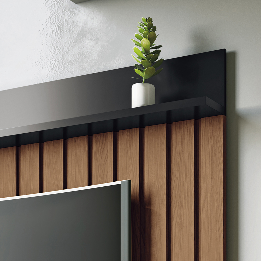 Painel Suspenso Decorativo Self Ripado para TV até 55 Polegadas Castanho/Preto G26 - HB Móveis