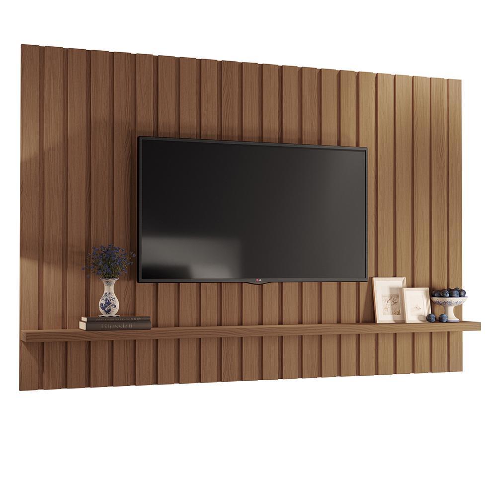 Painel Suspenso Link 2.0 Ripado Castanho para TV até 70" - HB Móveis